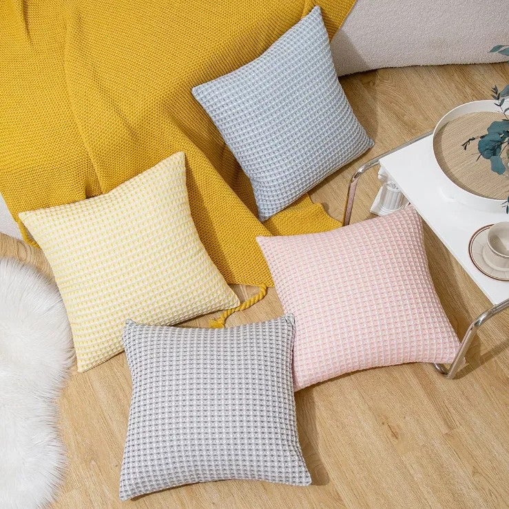 Y&D 100% Cotton Waffle Textured Decorative Cushion Cover  Elegant Home Decorative Solid Throw Pillow Covers for Bed Sofa - Image 5